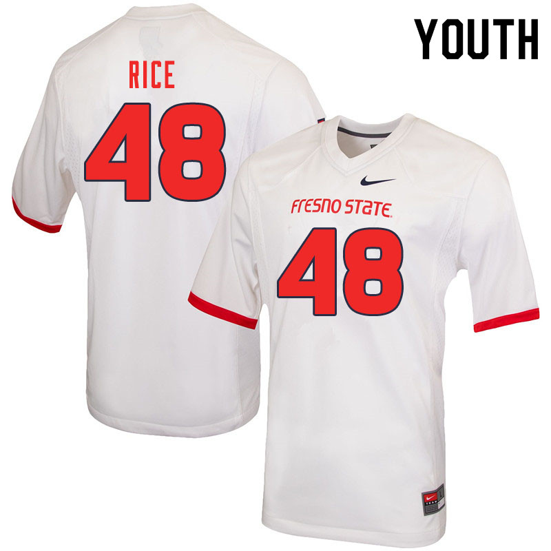 Youth #48 Jack Rice Fresno State Bulldogs College Football Jerseys Sale-White - Click Image to Close